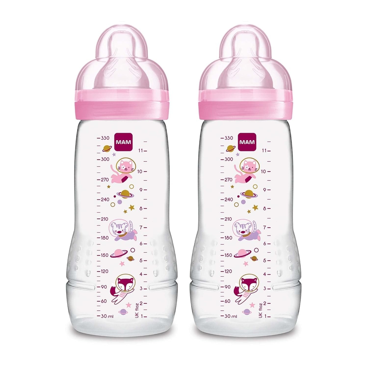 MAM Easy Active Baby Bottle 11oz, Easy Switch Between Breast and Bottle, Easy to Clean, 4+ Months & Plastic Trainer Cup (1 Count), 8 oz. Trainer Drinking Cup with Extra-Soft Spout