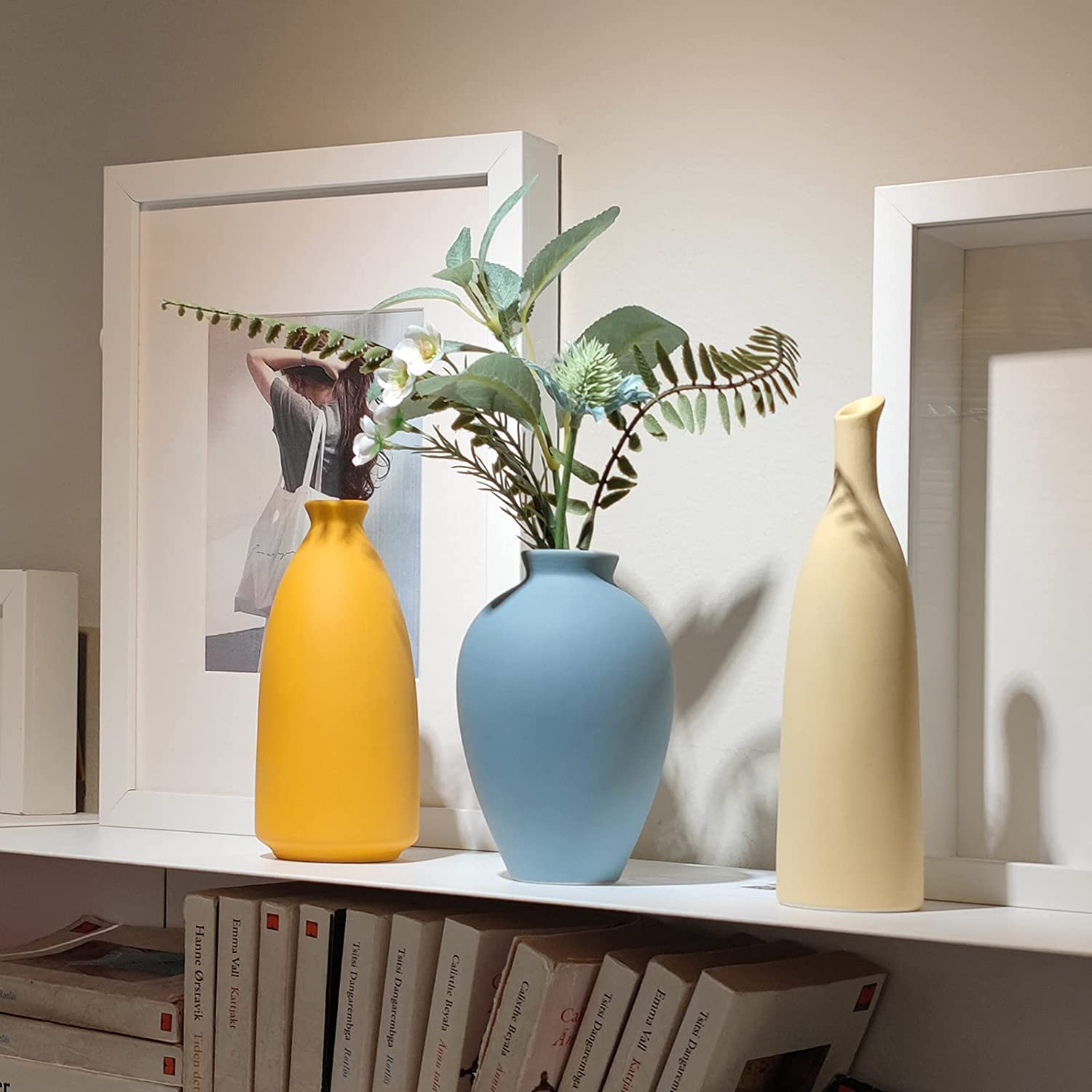 Ceramic Vase Set of 3 Small Flower Vases for Rustic Home Decor Modern Farmhouse